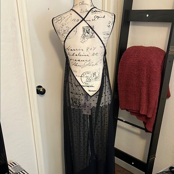 Savage X Fenty Free Spirit Black Floral Embroidered Sheer Night Slip Lingerie - Picture 10 of 16